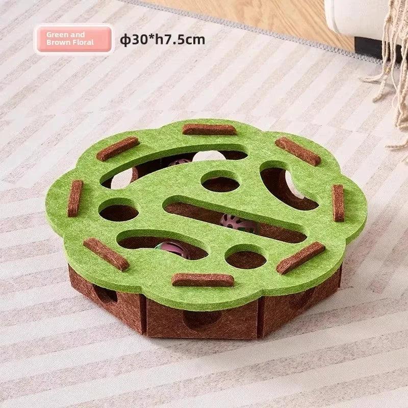 Felt Puzzle Box Cat Toy with Ball