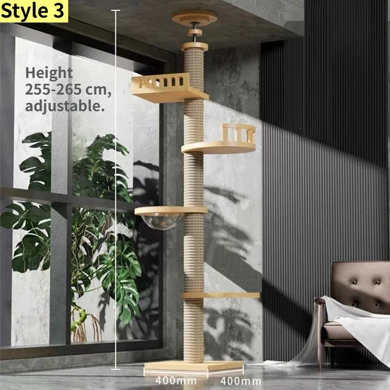 Adjustable Floor to Ceiling Cat Tree with Condo & Perches | Indoor Kitty Co