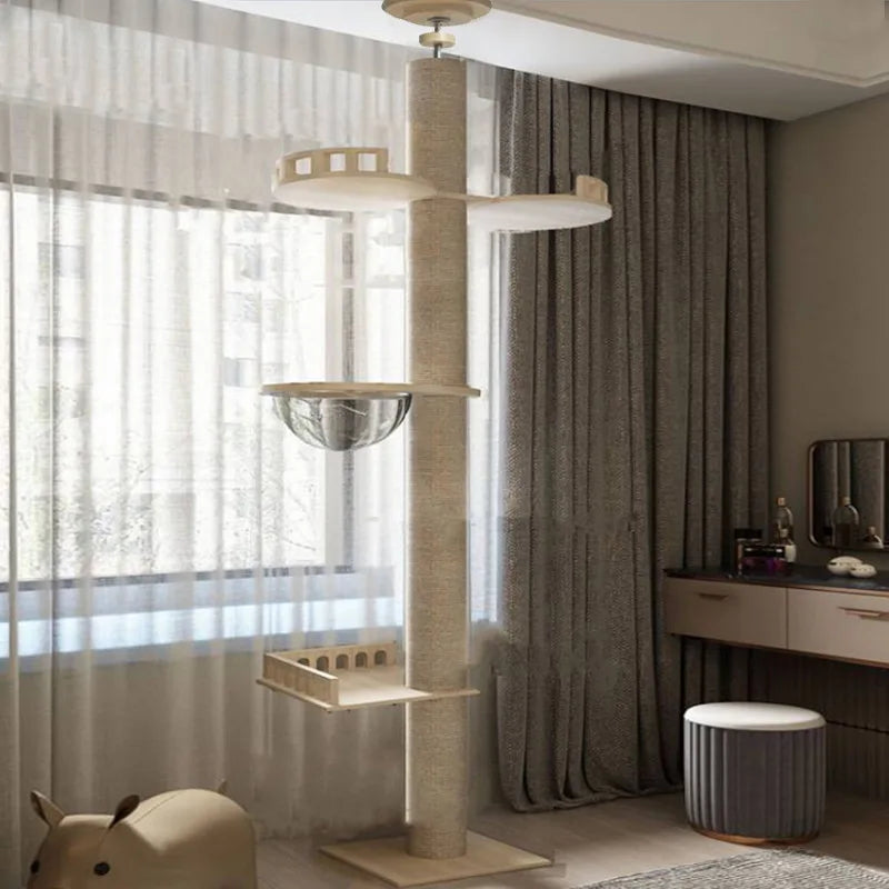 Adjustable Floor to Ceiling Cat Tree with Condo & Perches | Indoor Kitty Co