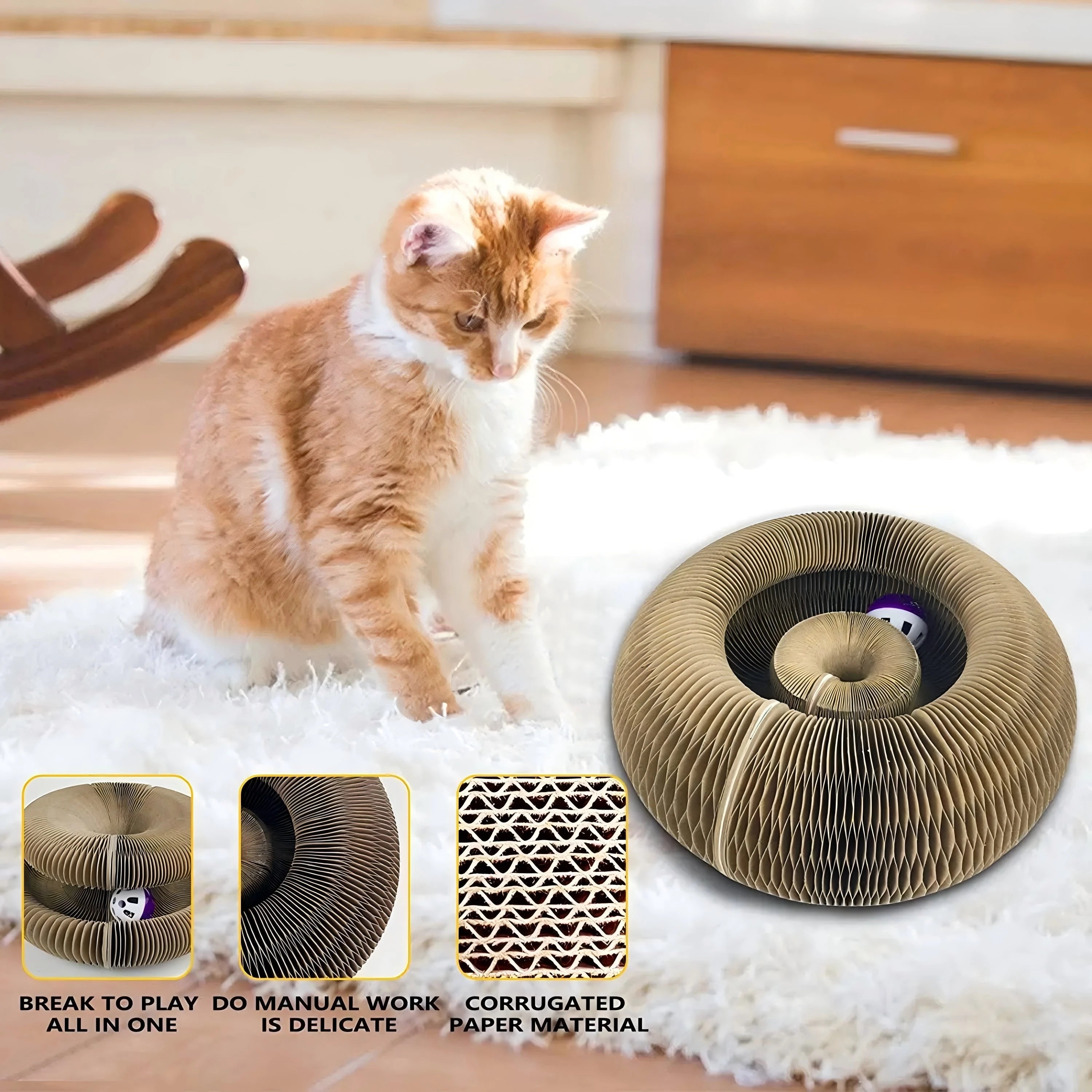Round Corrugated Scratch & Play Cat Toy | Indoor Kitty Co