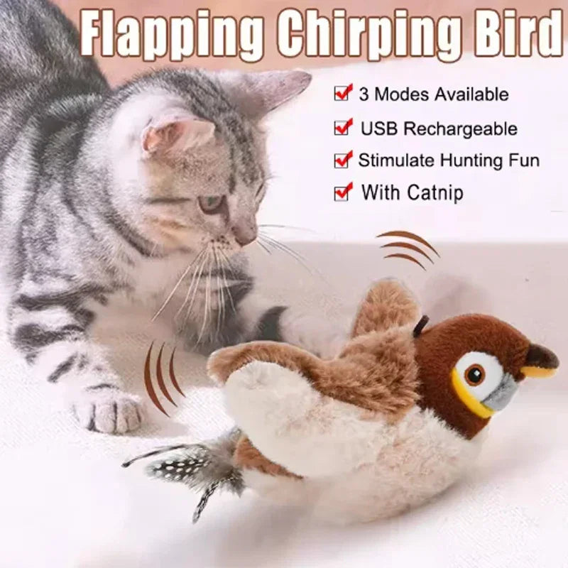 Touch-Activated Flapping Bird Cat Toy