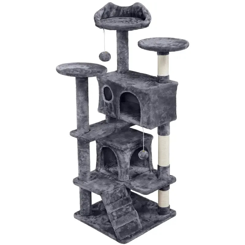 Large Cat Tree with 2 Cosy Condos & Scratching Posts | Indoor Kitty Co