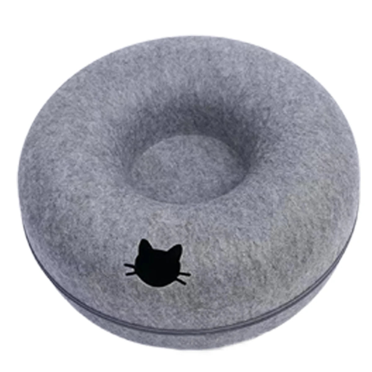 Donut Cat Bed & Interactive Felt Tunnel Toy | Indoor Kitty Co