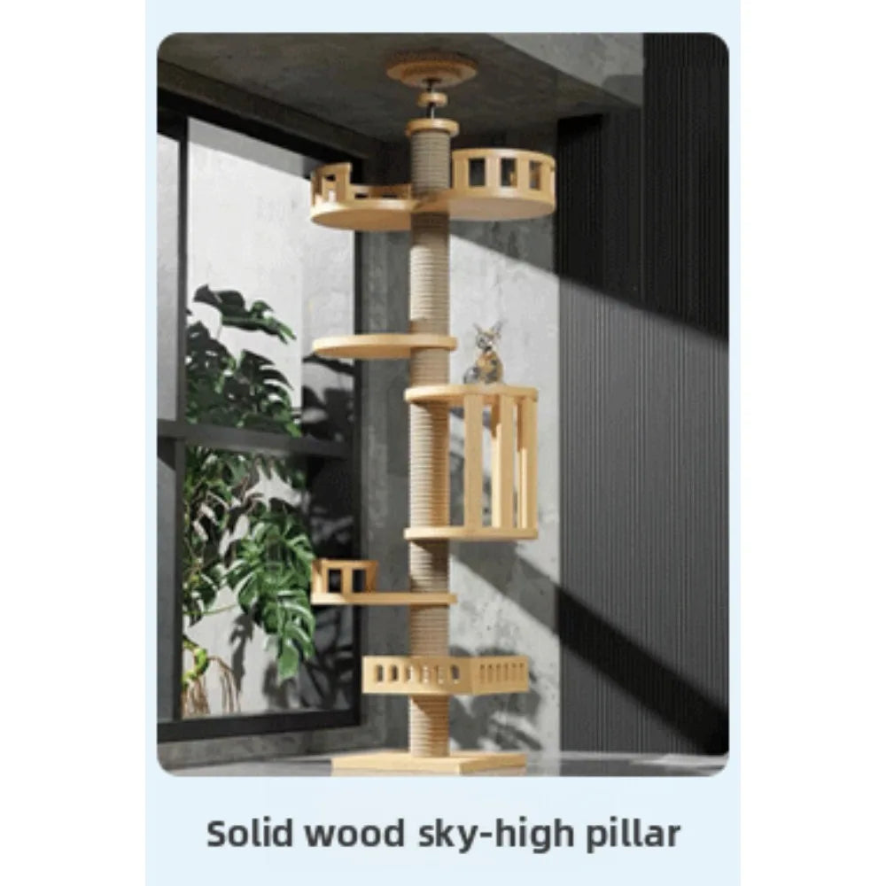 Adjustable Floor to Ceiling Cat Tree with Condo & Perches | Indoor Kitty Co