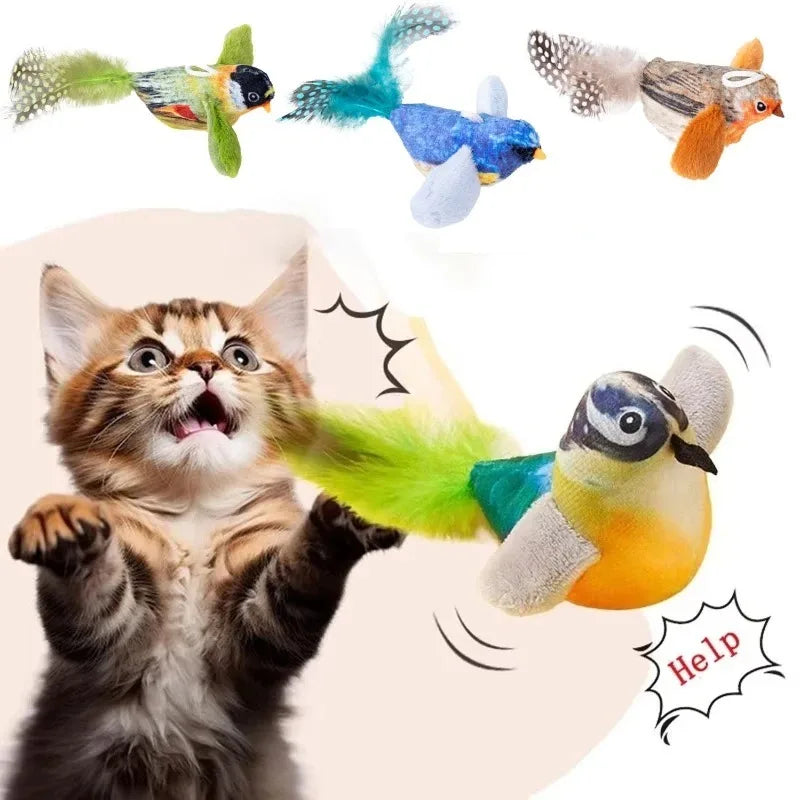 Chirping Bird Cat Toy with Elastic Rope | Indoor Kitty Co