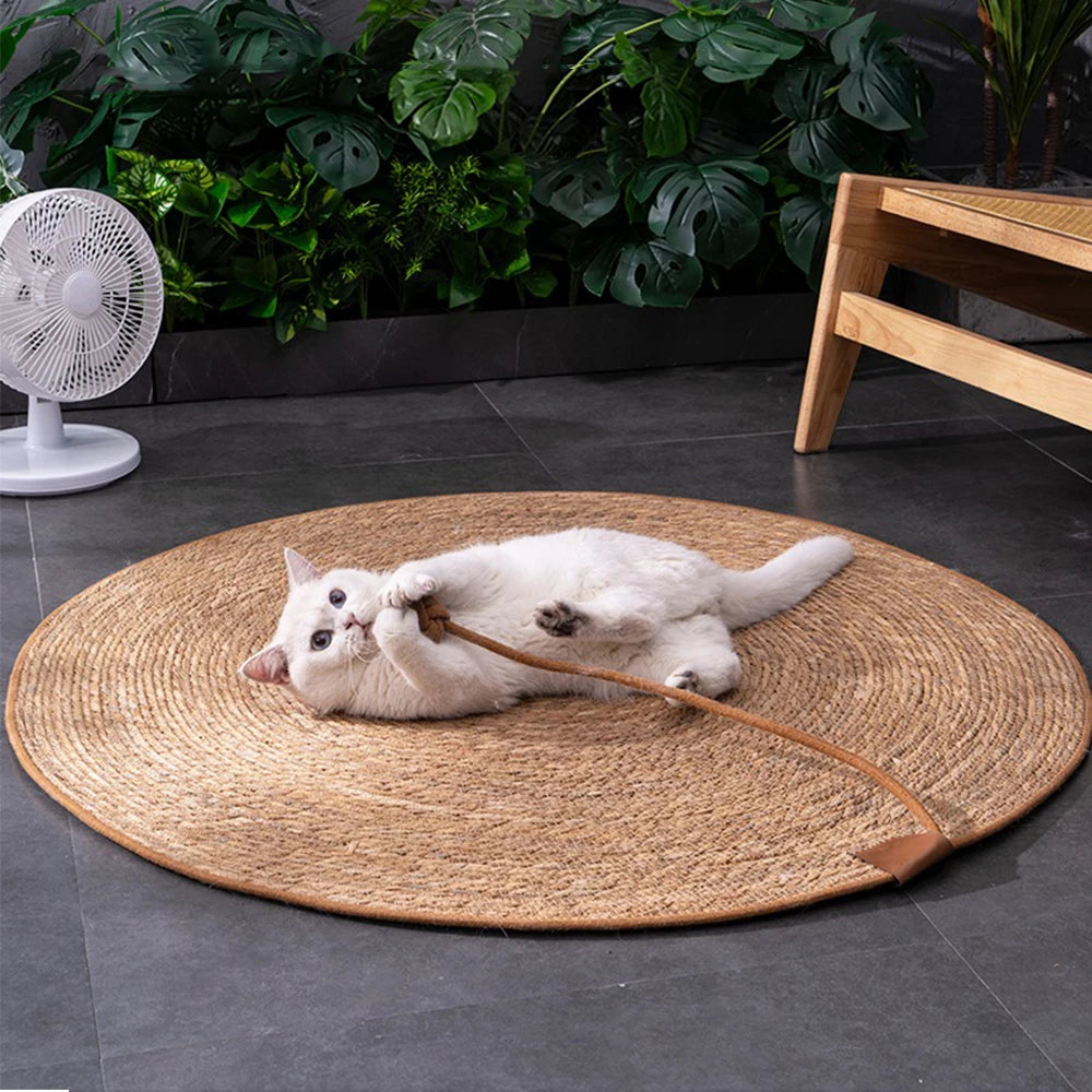 Rattan Cat Scratcher Mat — Nail Sharpener & Furniture Protector | Indoor Kitty Co