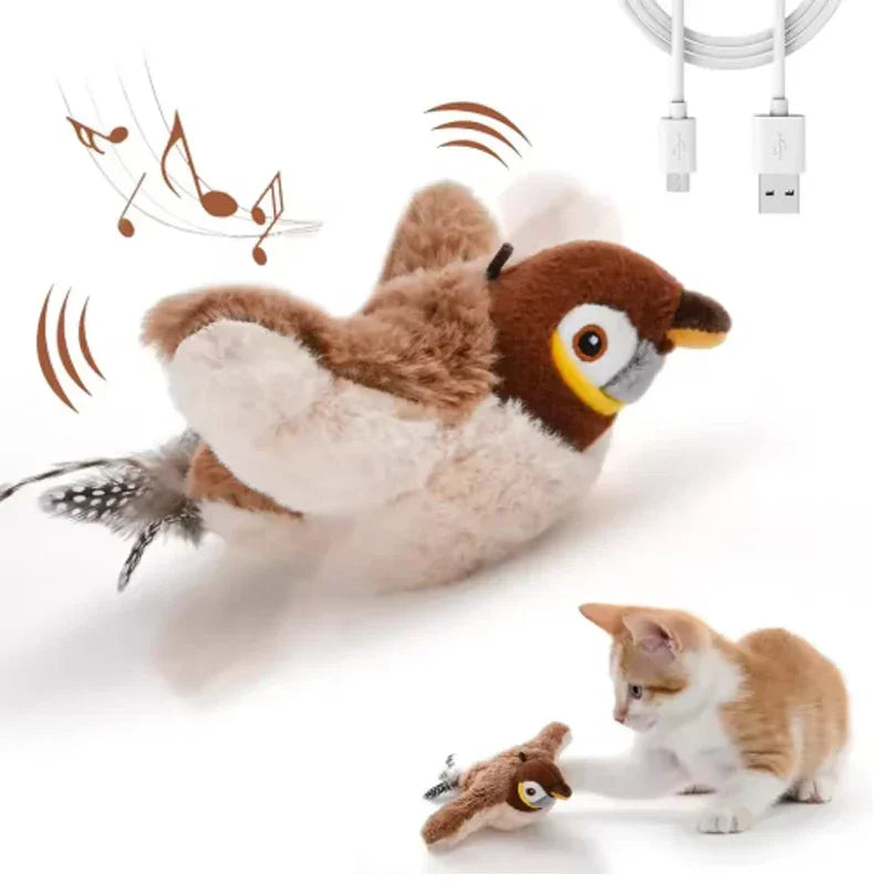 Touch-Activated Flapping Bird Cat Toy