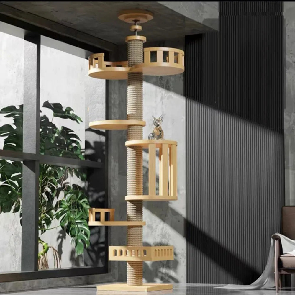 Adjustable Floor to Ceiling Cat Tree with Condo & Perches | Indoor Kitty Co