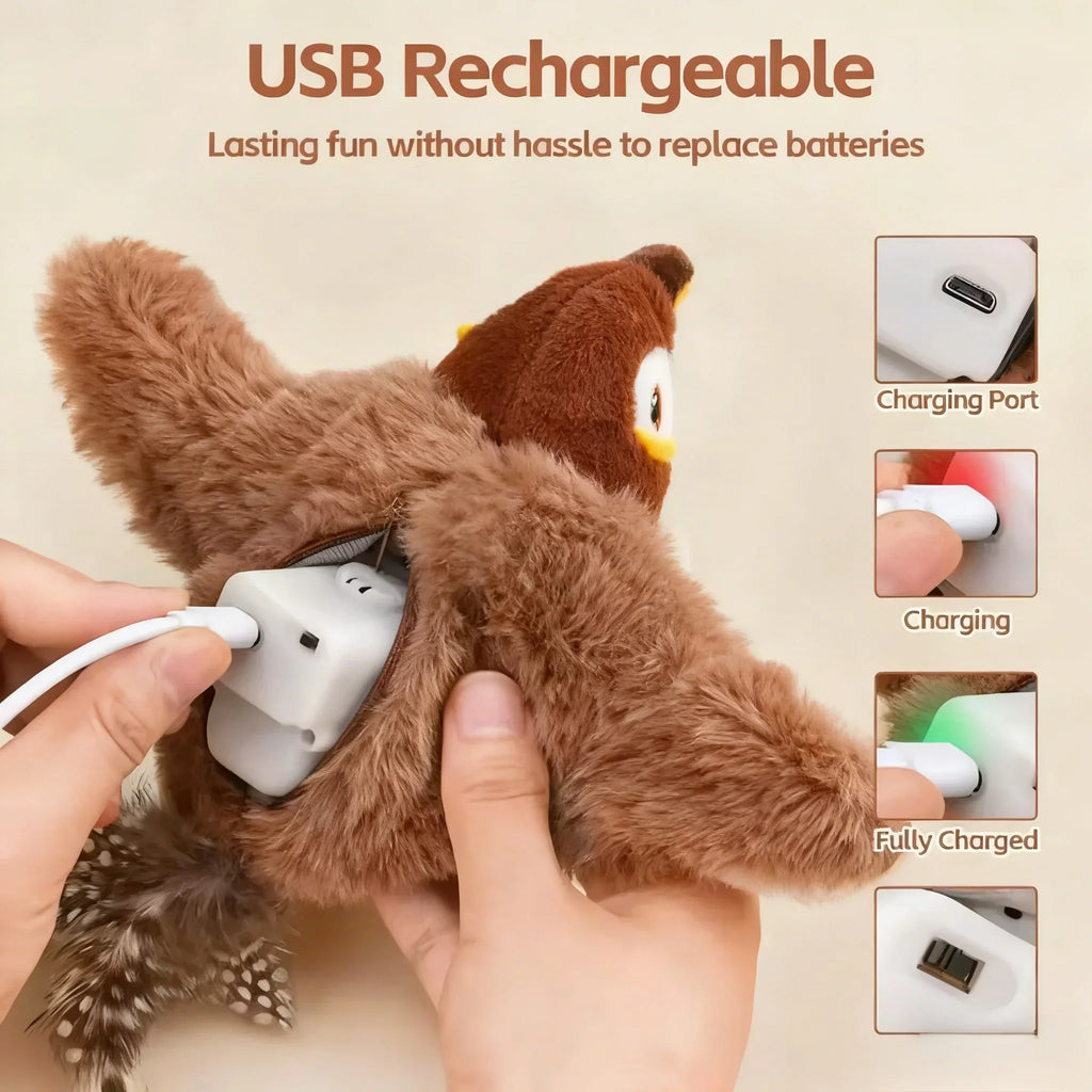 Touch-Activated Flapping Bird Cat Toy