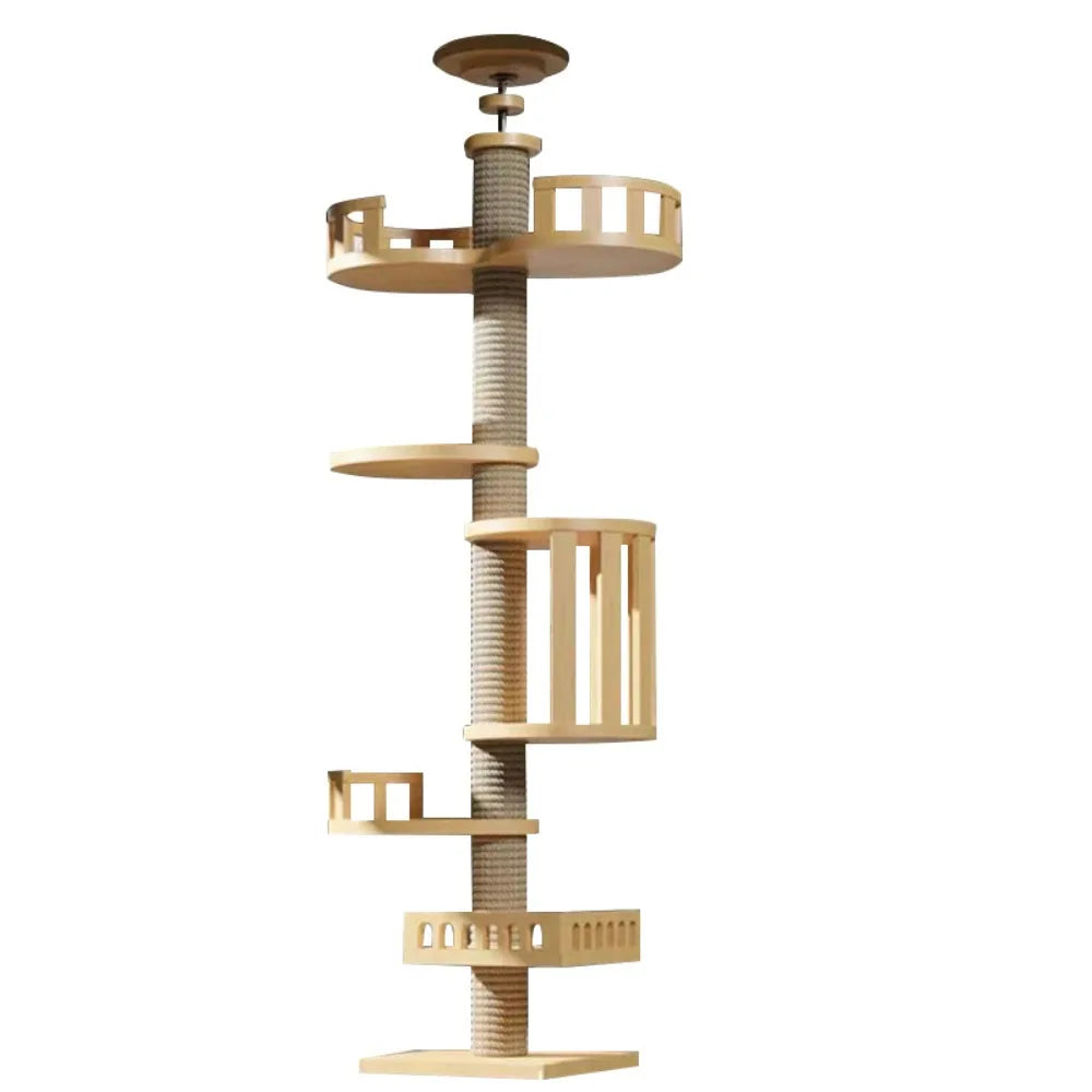 Adjustable Floor to Ceiling Cat Tree with Condo & Perches | Indoor Kitty Co