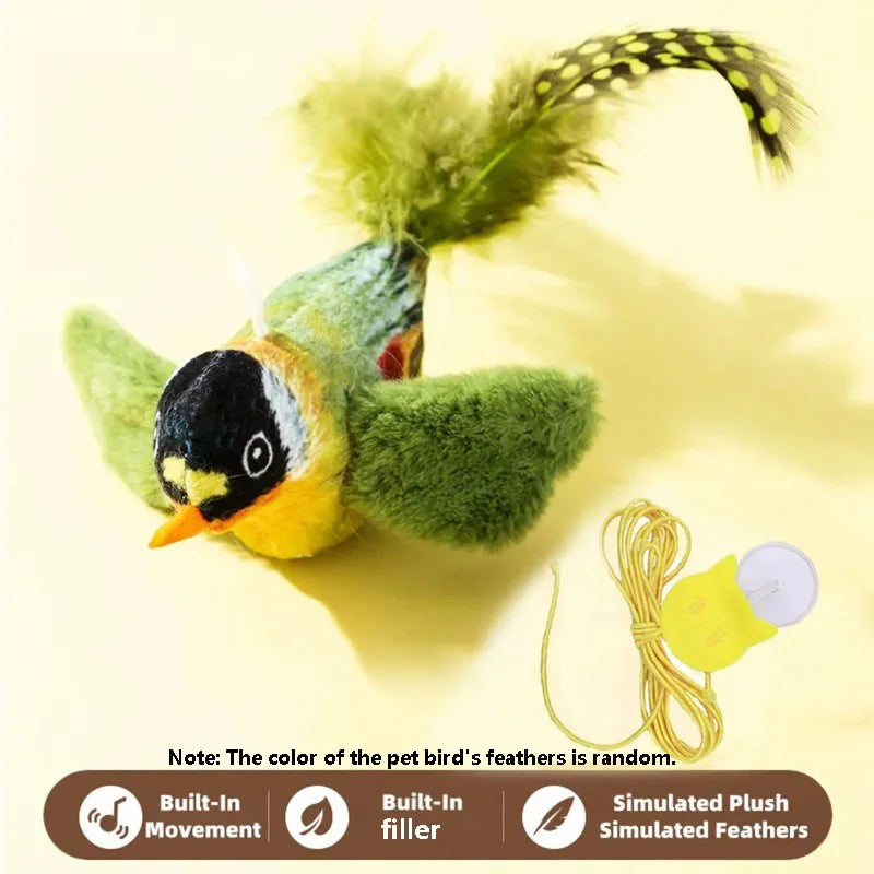 Chirping Bird Cat Toy with Elastic Rope | Indoor Kitty Co