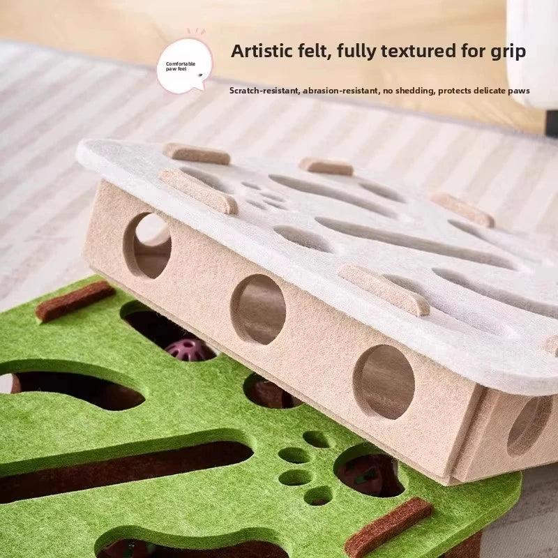 Felt Puzzle Box Cat Toy with Ball