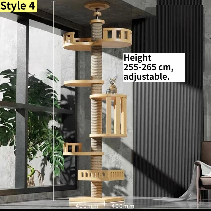 Adjustable Floor to Ceiling Cat Tree with Condo & Perches | Indoor Kitty Co