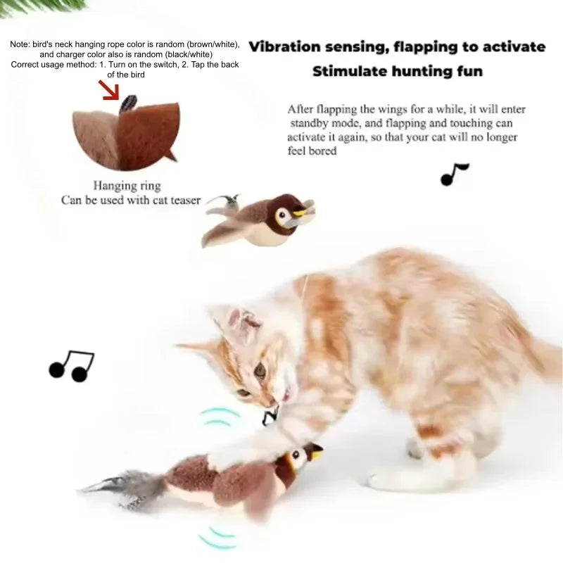 Touch-Activated Flapping Bird Cat Toy