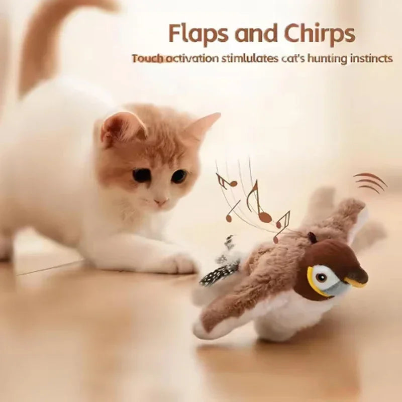 Touch-Activated Flapping Bird Cat Toy
