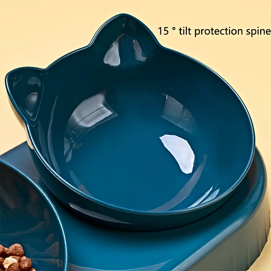 3-in-1 Tilted Cat Food & Water Bowl Set with Gravity Bottle | Indoor Kitty Co