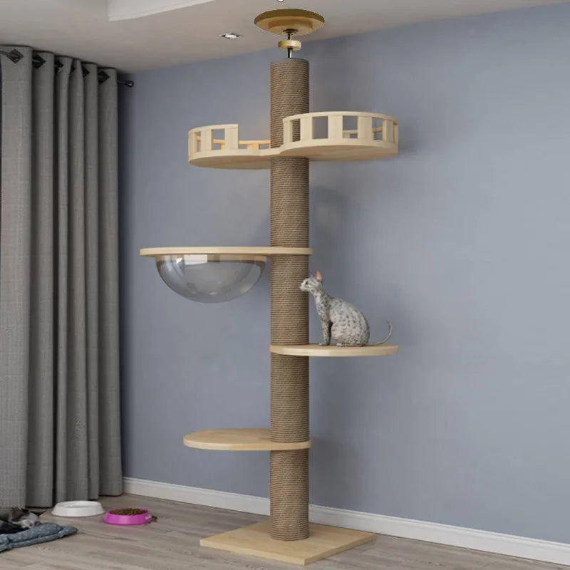Adjustable Floor to Ceiling Cat Tree with Condo & Perches | Indoor Kitty Co