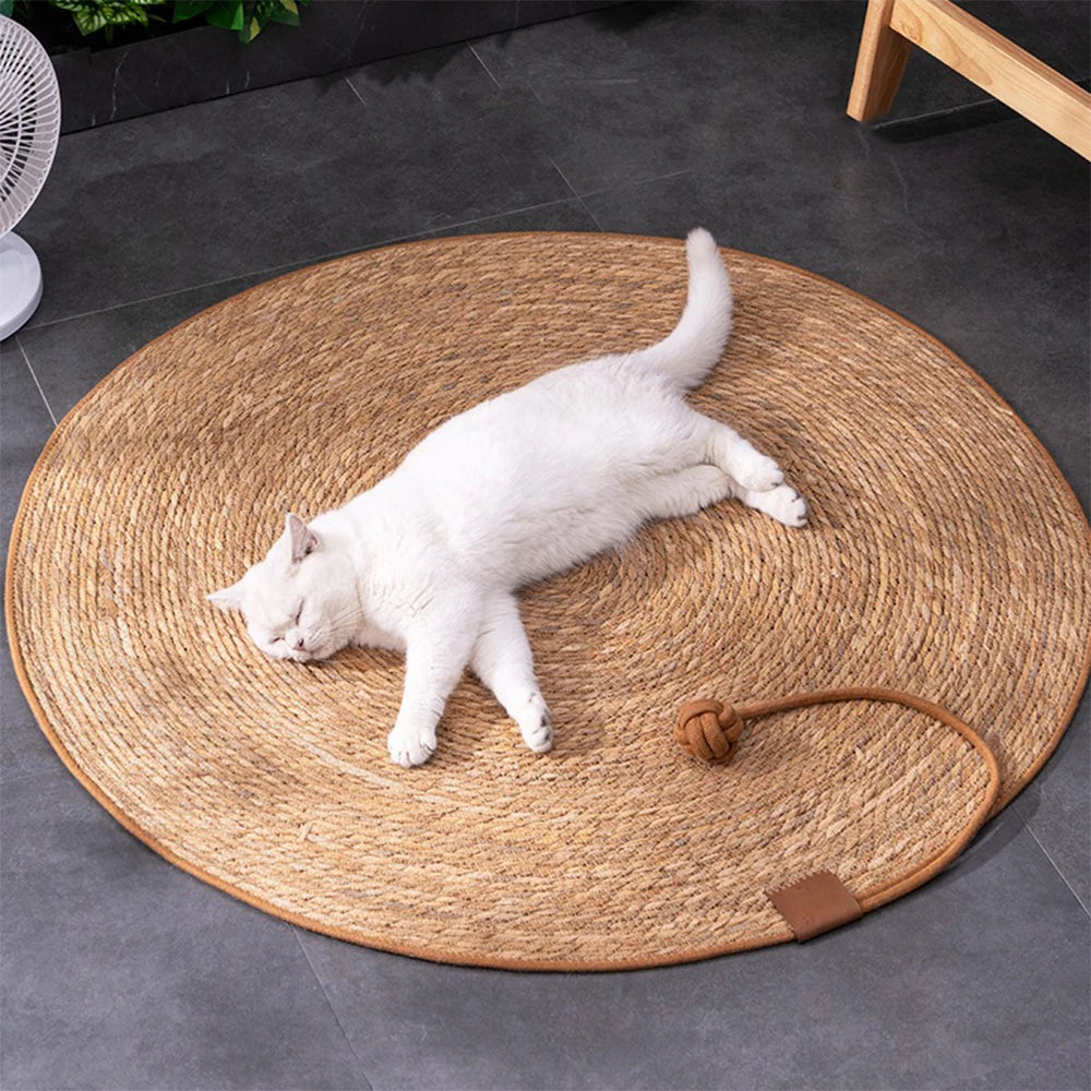 Rattan Cat Scratcher Mat — Nail Sharpener & Furniture Protector | Indoor Kitty Co