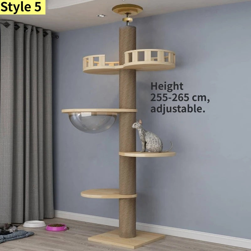 Adjustable Floor to Ceiling Cat Tree with Condo & Perches | Indoor Kitty Co