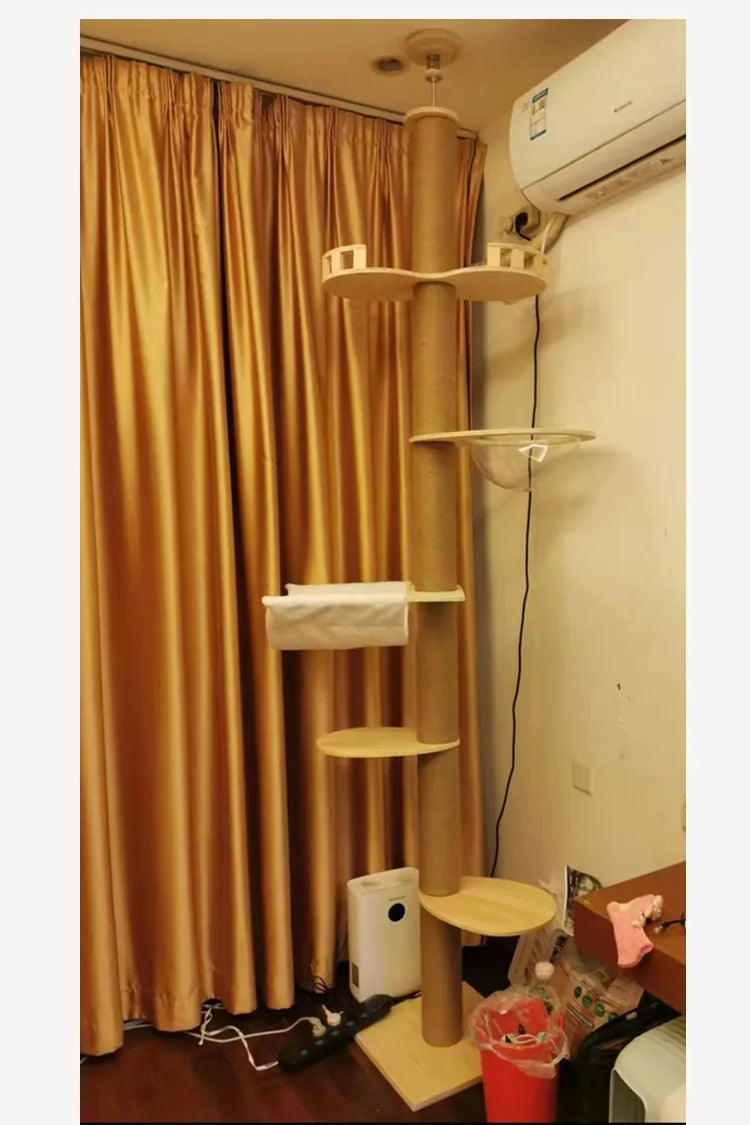 Adjustable Floor to Ceiling Cat Tree with Condo & Perches | Indoor Kitty Co