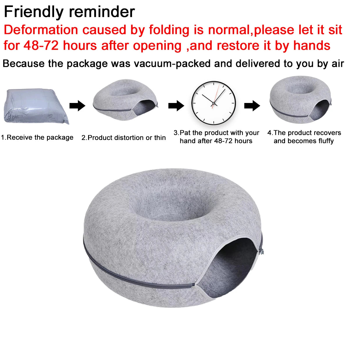 Donut Cat Bed & Interactive Felt Tunnel Toy | Indoor Kitty Co