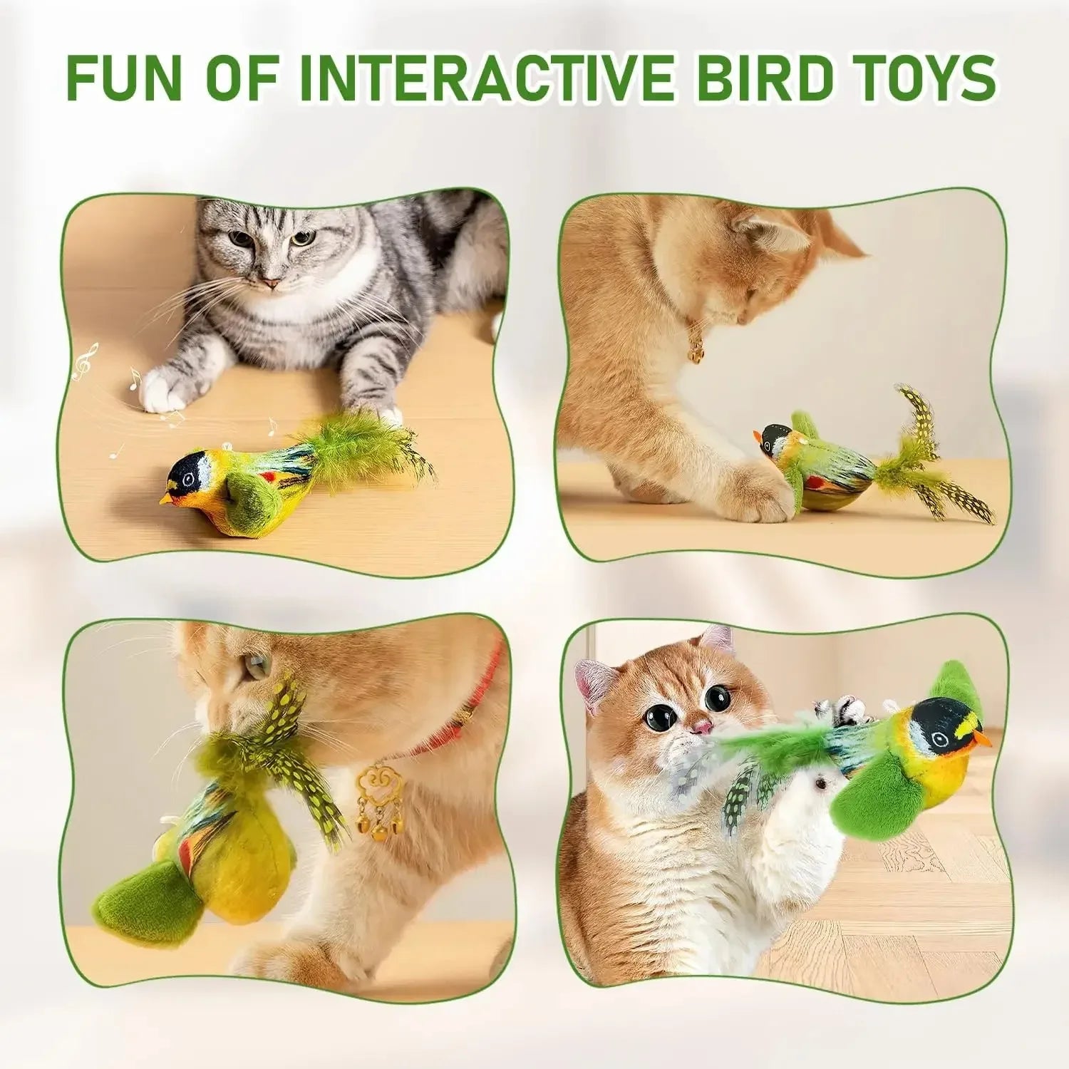 Chirping Bird Cat Toy with Elastic Rope | Indoor Kitty Co