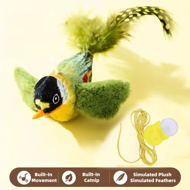 Chirping Bird Cat Toy with Elastic Rope | Indoor Kitty Co