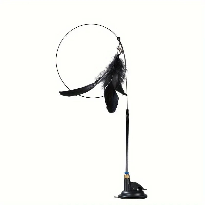Bell & Feather Wand Cat Teaser with Suction Cup