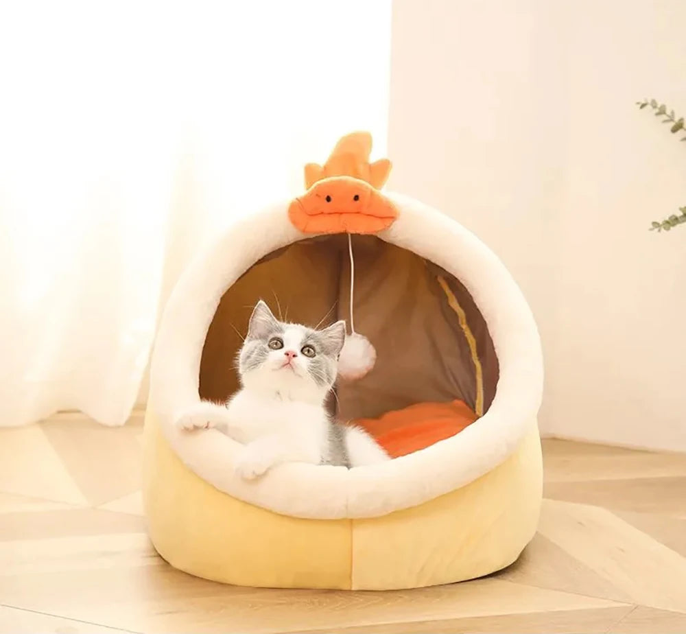 Cosy Cat Bed with Hanging Toy | Indoor Kitty Co
