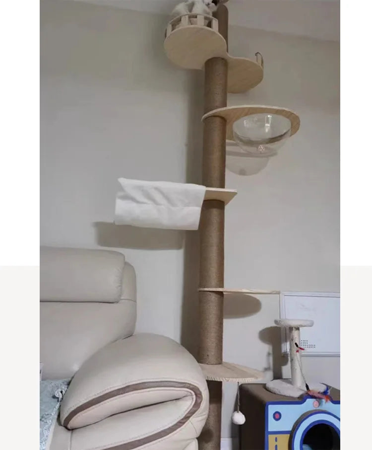 Adjustable Floor to Ceiling Cat Tree with Condo & Perches | Indoor Kitty Co