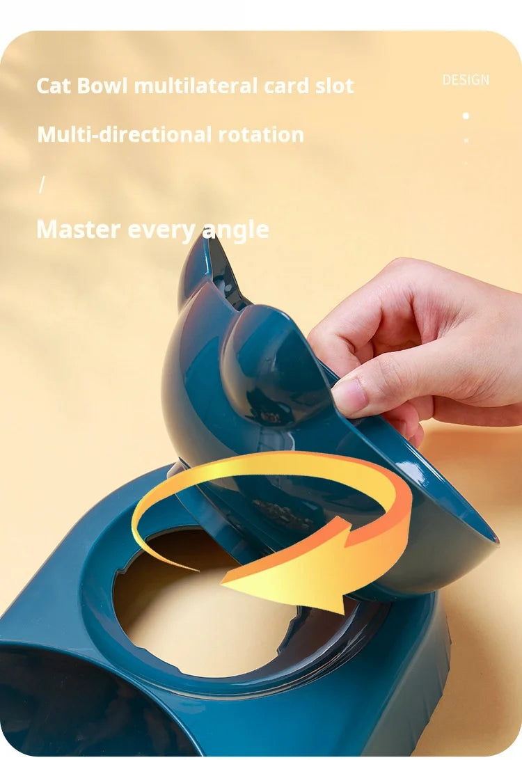 3-in-1 Tilted Cat Food & Water Bowl Set with Gravity Bottle | Indoor Kitty Co