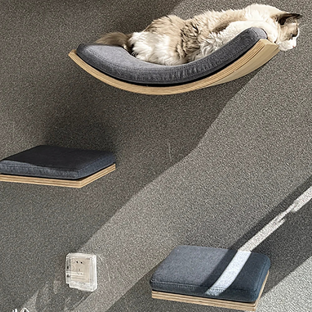 Wall Mounted Cat Tree with Hammock & Climbing Shelves | Indoor Kitty Co
